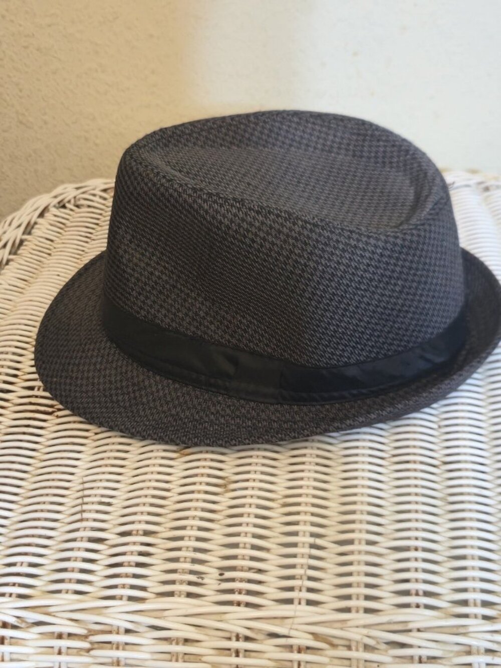 Classic Black & Gray Fedora Hat | Unisex Dress Hat w/ Band Casual Formal